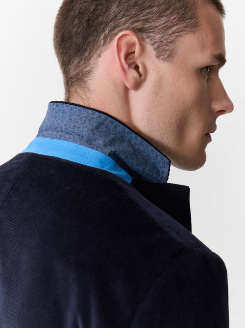 Veste coordonnable regular en velours côtelé bleu marine - 2 - Father & Sons   - 2 