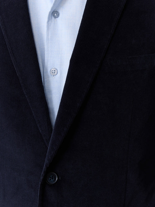 Veste coordonnable regular en velours côtelé bleu marine - Father & Sons   - 4 