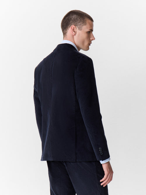 Veste coordonnable regular en velours côtelé bleu marine - 2 - Father & Sons   - 10 