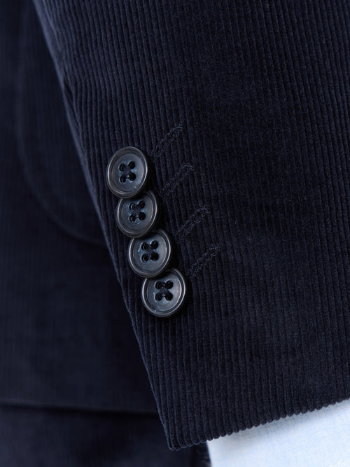 Veste coordonnable regular en velours côtelé bleu marine - Father & Sons   - 3 
