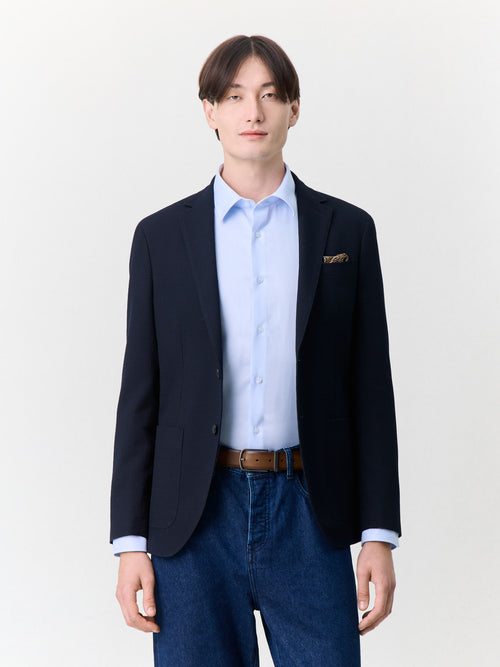 Veste regular en laine mélangée bleu marine - 1 - Father & Sons   - 19 