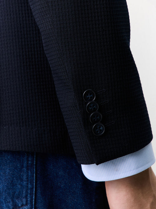 Veste regular en laine mélangée bleu marine - Father & Sons   - 5 