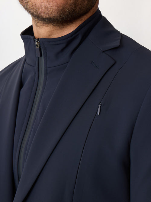Veste coordonnable regular bleu marine à parementure amovible - Father & Sons   - 4 