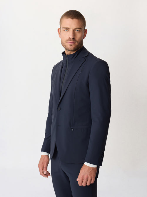 Veste coordonnable regular bleu marine à parementure amovible - Father & Sons   - 3 