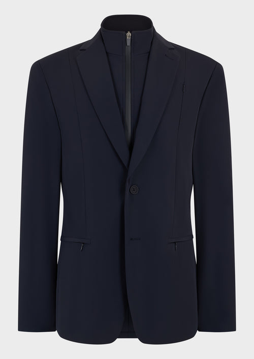 Veste coordonnable regular bleu marine à parementure amovible - Father & Sons   - 8 