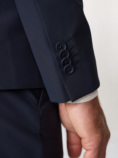 Veste coordonnable regular bleu marine à parementure amovible - Father & Sons   - 6 