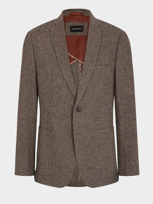 Veste coordonnable regular en laine mélangée marron - 1 - Father & Sons   - 11 