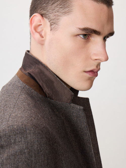 Veste regular en laine mélangée marron - Father & Sons   - 4 