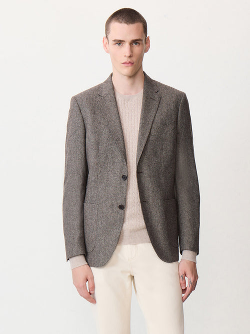 Veste regular en laine mélangée marron - 1 - Father & Sons   - 1 