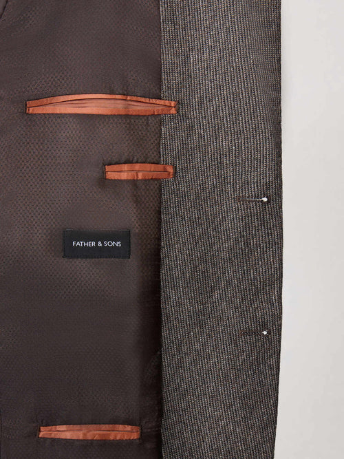 Veste regular en laine mélangée marron - Father & Sons   - 6 