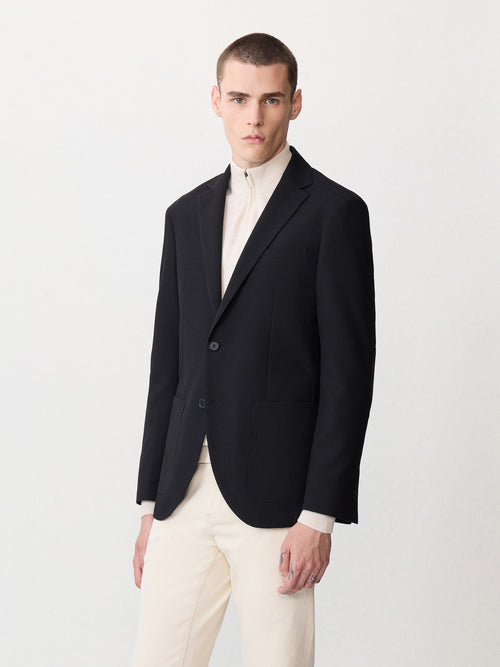 Veste regular en laine mélangée noire - 1 - Father & Sons   - 5 