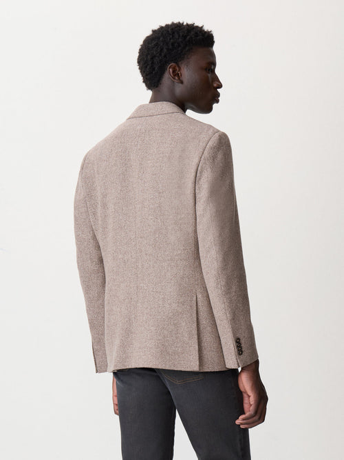 Veste regular en laine et coton marron à parementure amovible - 2 - Father & Sons   - 3 