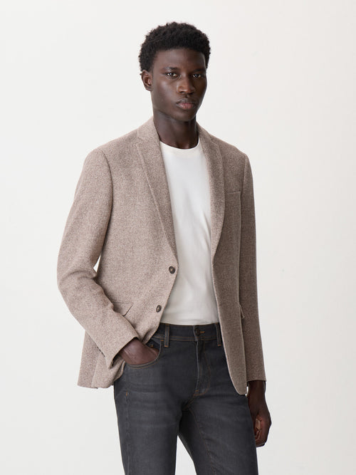 Veste regular en laine et coton marron à parementure amovible - Father & Sons   - 3 