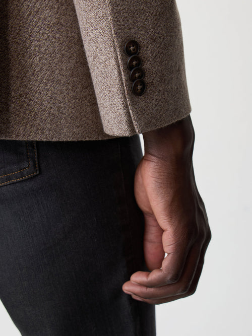 Veste regular en laine et coton marron à parementure amovible - Father & Sons   - 5 