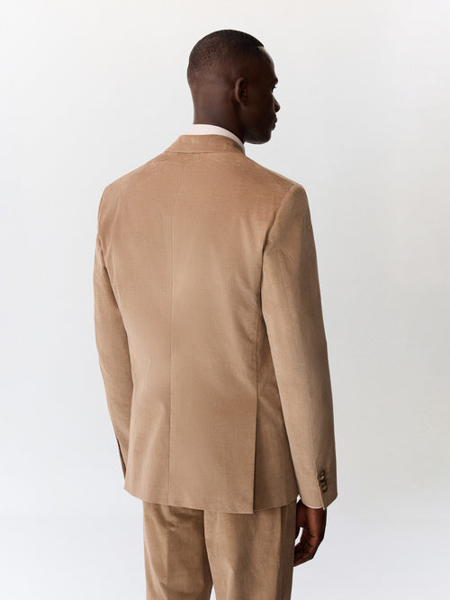Veste coordonnable slim en velours côtelé beige - Father & Sons   - 2 