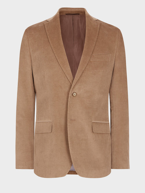 Veste coordonnable slim en velours côtelé beige - Father & Sons   - 8 