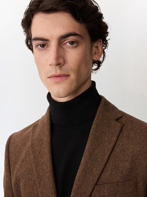 Veste slim en laine mélangée marron - Father & Sons   - 3 