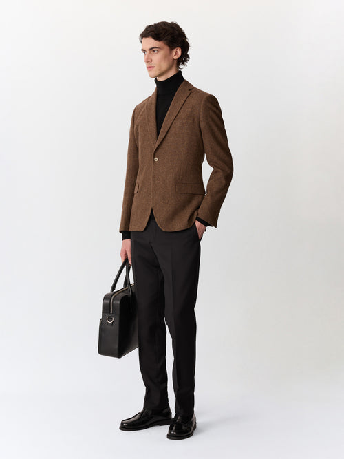 Veste slim en laine mélangée marron - Father & Sons   - 7 