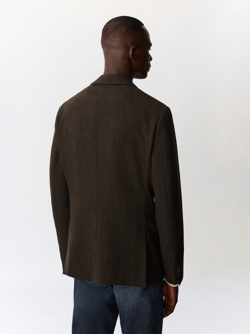 Veste regular en laine mélangée kaki à parementure amovible - 2 - Father & Sons   - 2 
