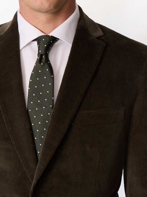 Veste coordonnable slim en velours côtelé kaki - Father & Sons   - 4 