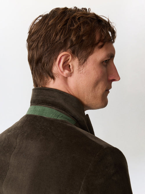 Veste coordonnable slim en velours côtelé kaki - Father & Sons   - 3 