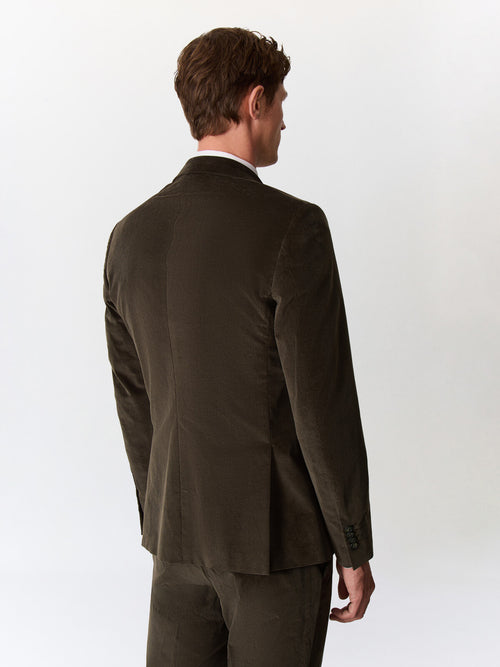Veste coordonnable slim en velours côtelé kaki - Father & Sons   - 2 