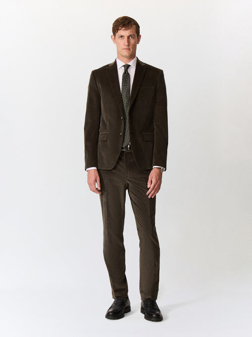 Veste coordonnable slim en velours côtelé kaki - Father & Sons   - 7 