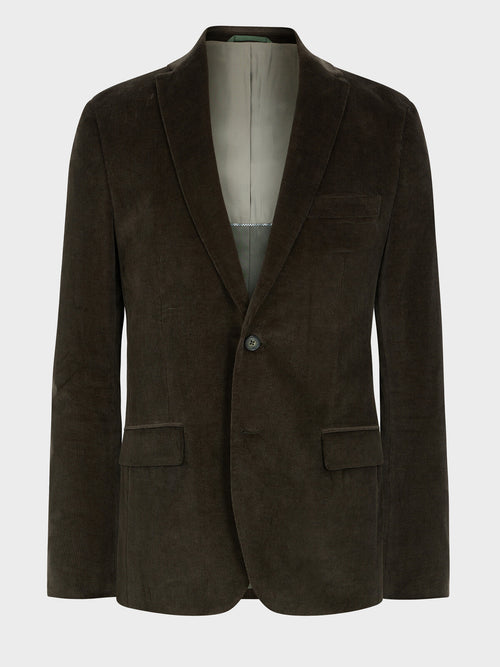 Veste coordonnable slim en velours côtelé kaki - Father & Sons   - 8 