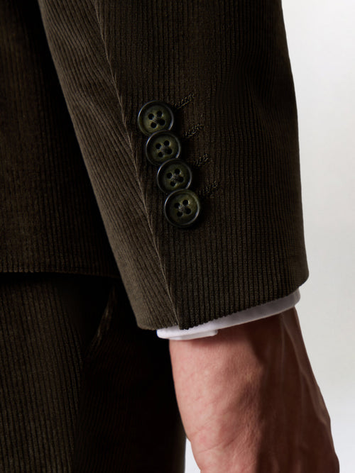 Veste coordonnable slim en velours côtelé kaki - Father & Sons   - 5 