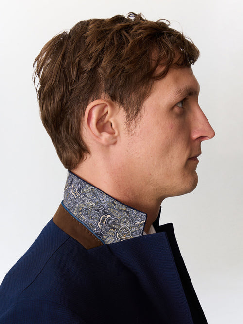 Veste regular en laine mélangée bleu marine - Father & Sons   - 5 