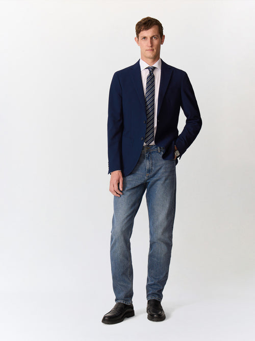 Veste regular en laine mélangée bleu marine - Father & Sons   - 3 