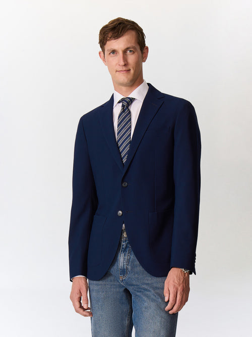 Veste regular en laine mélangée bleu marine - Father & Sons   - 1 
