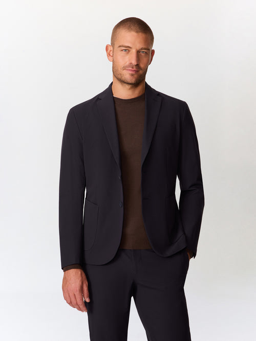 Veste coordonnable regular bleu marine à capuche amovible - Father & Sons   - 1 