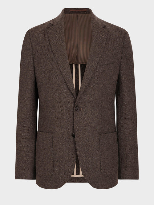 Veste regular en laine mélangée marron - Father & Sons   - 1 