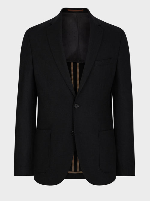 Veste regular en laine mélangée noire - Father & Sons   - 1 