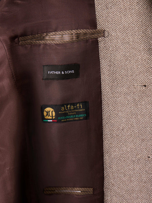 Veste regular en laine mélangée marron - Father & Sons   - 6 