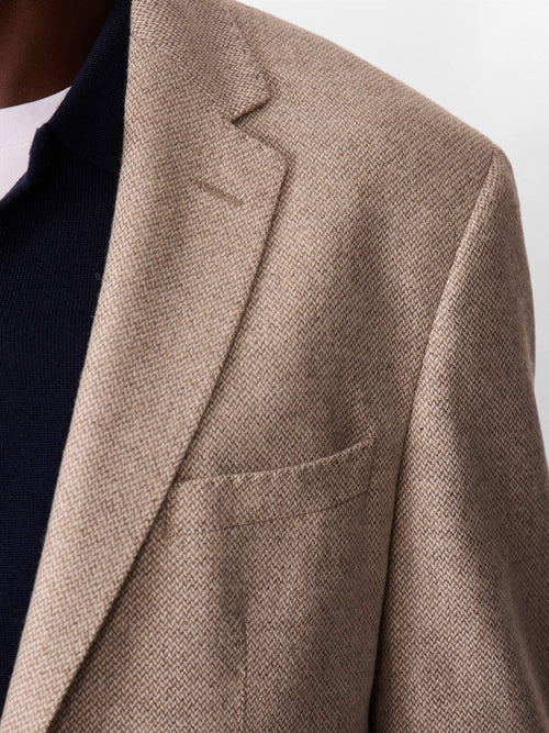 Veste regular en laine mélangée marron - Father & Sons   - 4 