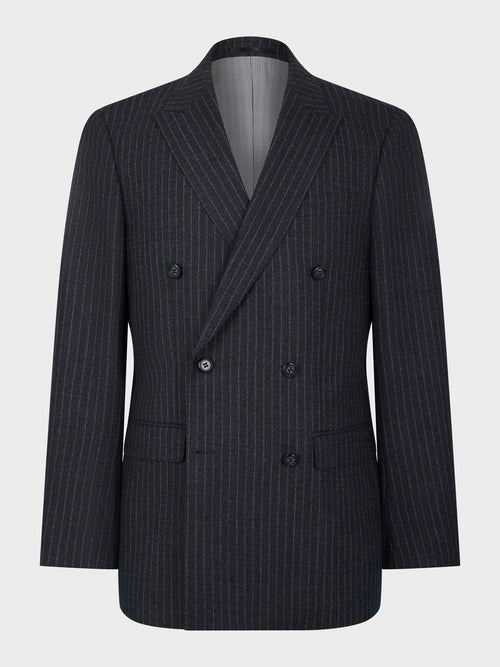 Veste coordonnable Regular en laine mélangée grise à rayures - Father & Sons   - 8 
