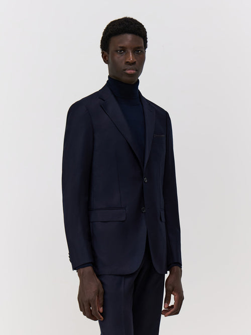 Veste coordonnable Regular en laine bleu marine - Father & Sons   -  