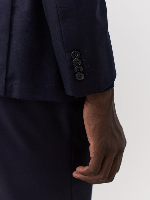 Veste coordonnable Regular en laine bleu marine - Father & Sons   - 4 