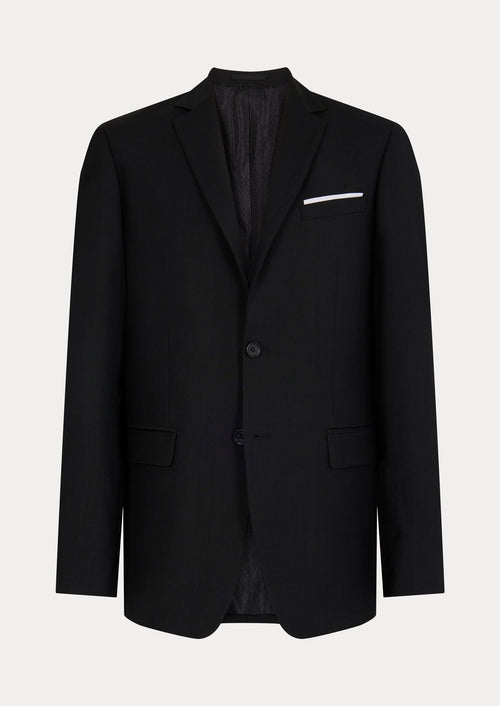 Veste de costume voyage Regular en laine stretch unie noire - Father & Sons   - 1 