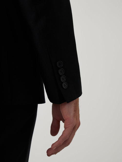 Veste de costume voyage Regular en laine stretch unie noire - Father & Sons   - 2 