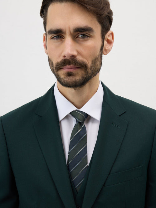 Veste de costume Slim en laine vert bouteille - Father & Sons   - 5 