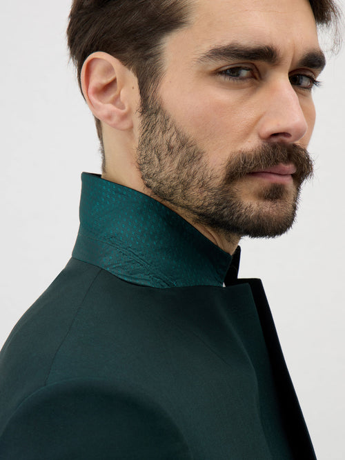 Veste de costume Slim en laine vert bouteille - Father & Sons   - 4 