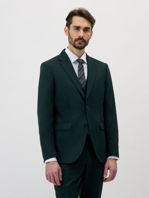 Veste de costume Slim en laine vert bouteille - Father & Sons   - 3 