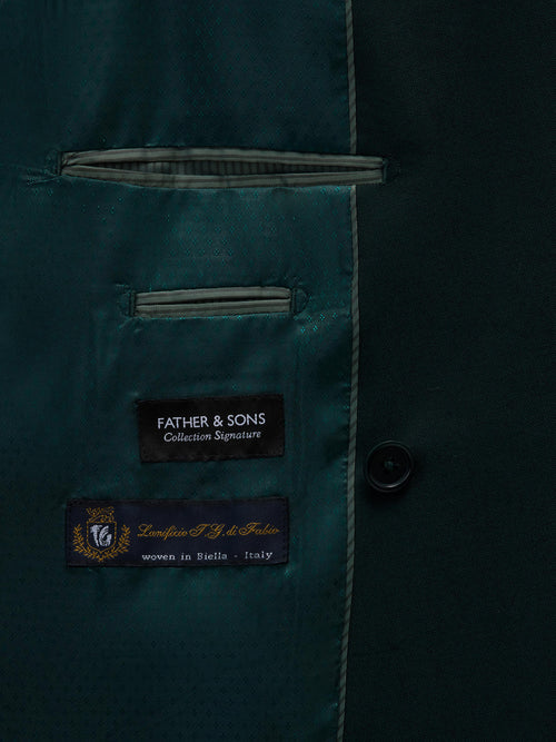Veste de costume croisée Slim en laine vert bouteille - Father & Sons   - 7 