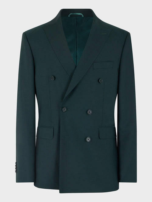 Veste de costume croisée Slim en laine vert bouteille - Father & Sons   - 8 