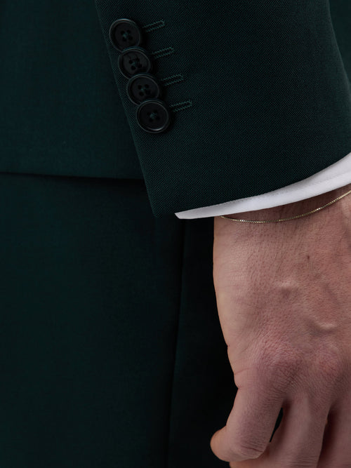 Veste de costume croisée Slim en laine vert bouteille - Father & Sons   - 6 