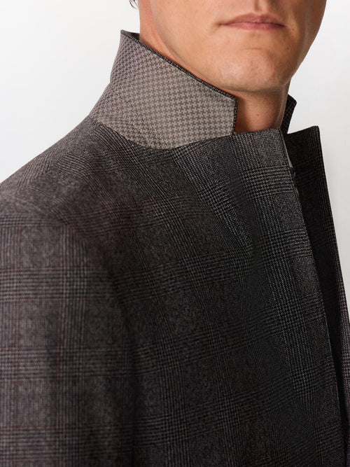 Veste coordonnable regular en laine mélangée anthracite Prince de Galles - Father & Sons   - 4 