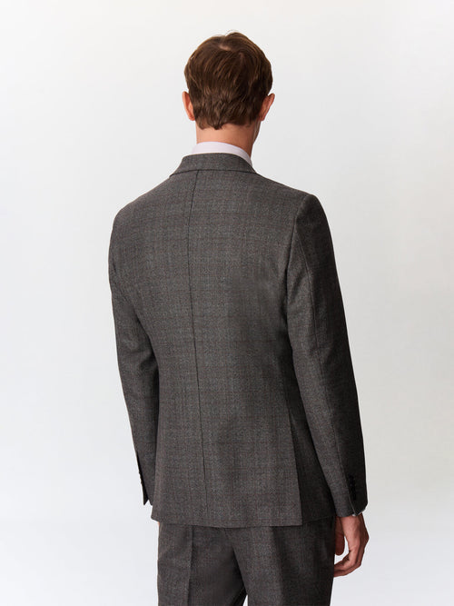 Veste coordonnable regular en laine mélangée anthracite Prince de Galles - Father & Sons   - 2 